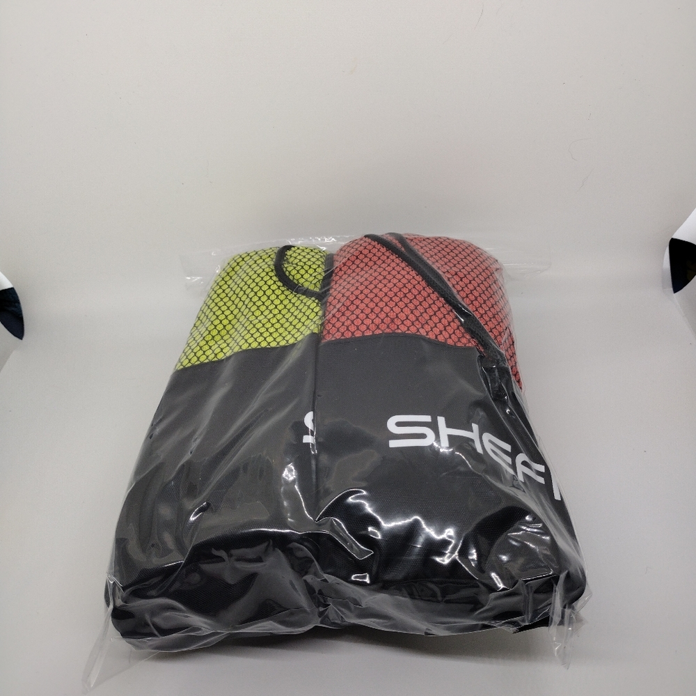 SHEFIT Gym Towels Neon Lime red 14x29" Microfiber Mesh Workout Active 3